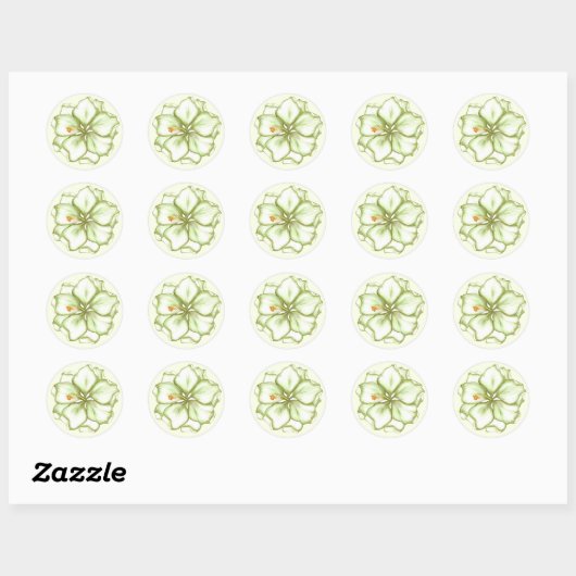 Sticker Rond Hibiscus & dentelle BLANC (Feuille)