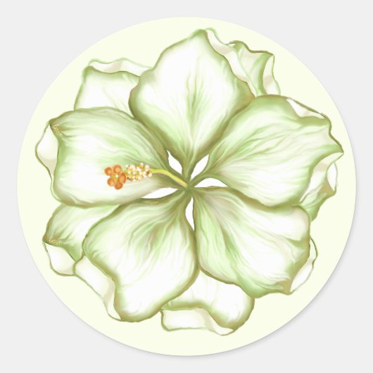 Sticker Rond Hibiscus & dentelle BLANC (Devant)