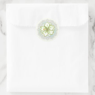 Sticker Rond Hibiscus & dentelle BLANC