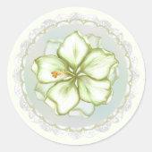 Sticker Rond Hibiscus & dentelle BLANC (Devant)