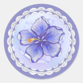 Sticker Rond Hibiscus & dentelle BLEU (Devant)