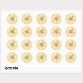 Sticker Rond Hibiscus & dentelle JAUNE (Feuille)