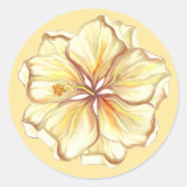 Sticker Rond Hibiscus & dentelle JAUNE (Devant)