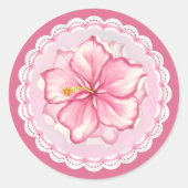 Sticker Rond Hibiscus & dentelle PINK (Devant)