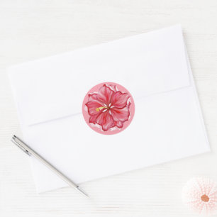 Sticker Rond Hibiscus & dentelle RED