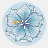 Sticker Rond Hibiscus & dentelle TURQUOISE (Devant)