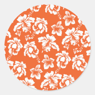 Sticker Rond Hibiscus d'Hawaï orange