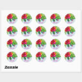 Sticker Rond Hibiscus et Feuilles tropicaux lumineux (Feuille)