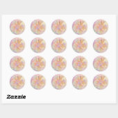Sticker Rond Hibiscus fleur tropicale iridescente look or rose (Feuille)