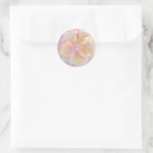 Sticker Rond Hibiscus fleur tropicale iridescente look or rose (Sac)