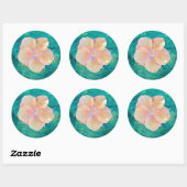 Sticker Rond Hibiscus fleur turquoise eau de l'océan Hawaïen (Feuille)