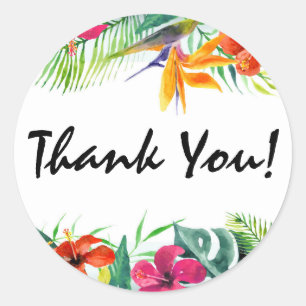 Sticker Rond Hibiscus Flower Tropical Paradise Hawaii Merci