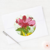 Sticker Rond Hibiscus flower - watercolor paint (Enveloppe)