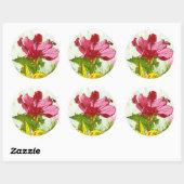 Sticker Rond Hibiscus flower - watercolor paint (Feuille)