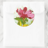 Sticker Rond Hibiscus flower - watercolor paint (Sac)