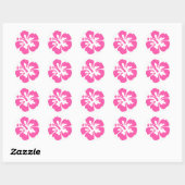 Sticker Rond Hibiscus rose (Feuille)