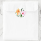 Sticker Rond Hibiscus rose et orange Tropical Floral (Sac)