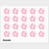 Sticker Rond hibiscus rose F (Feuille)