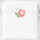 Sticker Rond Hibiscus rose Personnalisé (Sac)