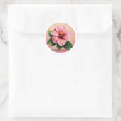 Sticker Rond Hibiscus rose tropical (Sac)
