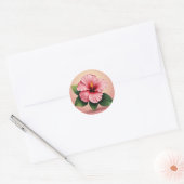 Sticker Rond Hibiscus rose tropical (Enveloppe)