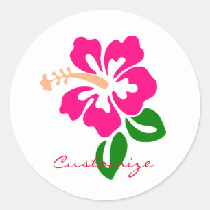 Sticker Rond Hibiscus rose tropical Thunder_Cove