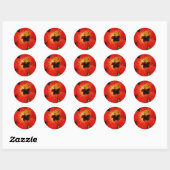 Sticker Rond Hibiscus rouge (Feuille)