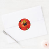 Sticker Rond Hibiscus rouge (Enveloppe)