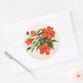 Sticker Rond Hibiscus rouge chaud (Enveloppe)