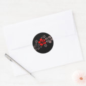 Sticker Rond Hibiscus rouge et gris (Enveloppe)