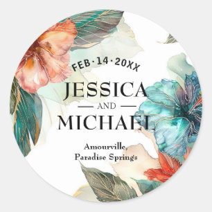 Sticker Rond Hibiscus Serenade Paradise