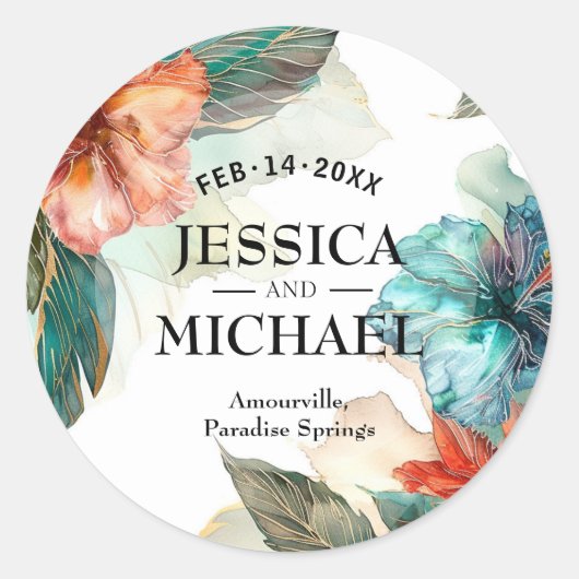 Sticker Rond Hibiscus Serenade Paradise (Devant)