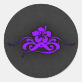 Sticker Rond Hibiscus Tribal Violet (Devant)