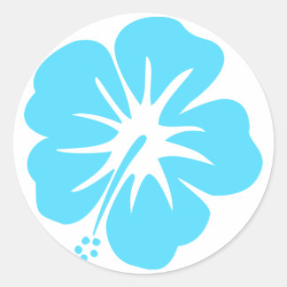 Sticker Rond Hibiscus turquoise
