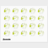 Sticker Rond Hibiscus vert Mariage floral et hirondelle (Feuille)