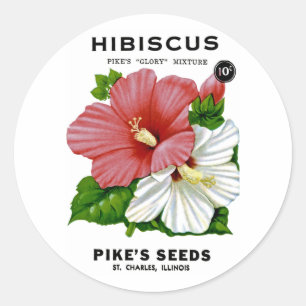 Sticker Rond Hibiscus Vintage Seed Packet