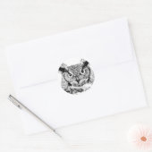 Sticker Rond Hibou à cornes (Enveloppe)