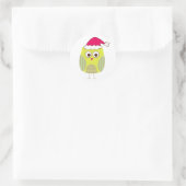 Sticker Rond Hibou à Santa Hat (Sac)