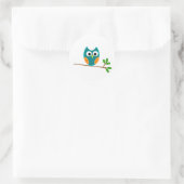 Sticker Rond Hibou : Bleu et orange (Sac)