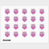 Sticker Rond hibou caricaturale rose (Feuille)