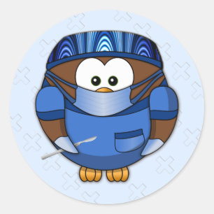 Sticker Rond hibou chirurgien - chirurgie
