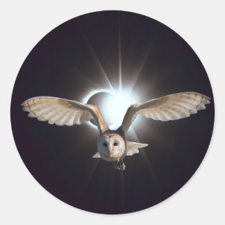 Sticker Rond Hibou dans l'espace extra-atmosphérique