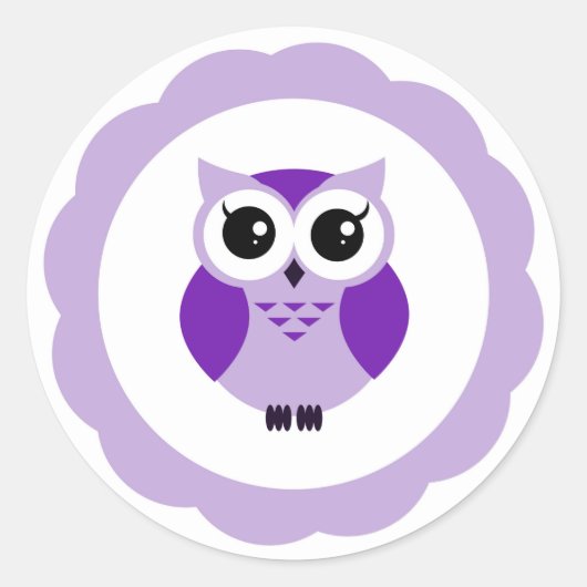 Sticker Rond hibou de dessin animé mauve (Devant)