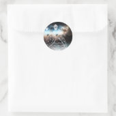 Sticker Rond Hibou et Dame (Sac)