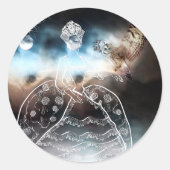 Sticker Rond Hibou et Dame (Devant)