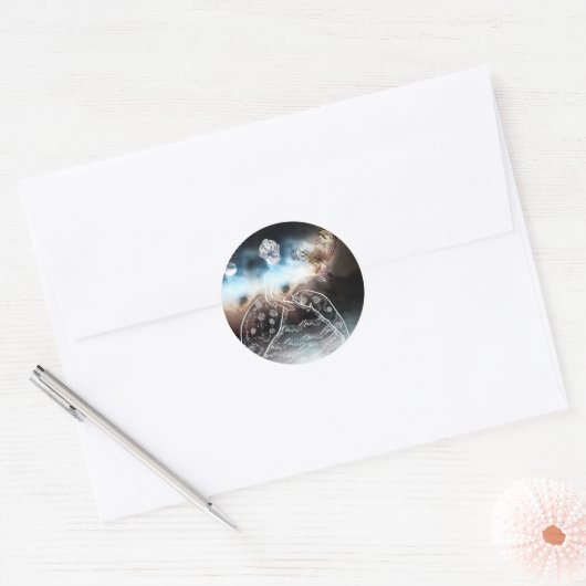 Sticker Rond Hibou et Dame (Enveloppe)