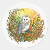 Sticker Rond Hibou et lune (Devant)