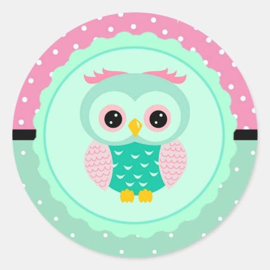 Sticker Rond Hibou et points (Devant)