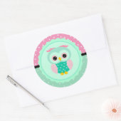 Sticker Rond Hibou et points (Enveloppe)
