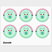 Sticker Rond Hibou et points (Feuille)